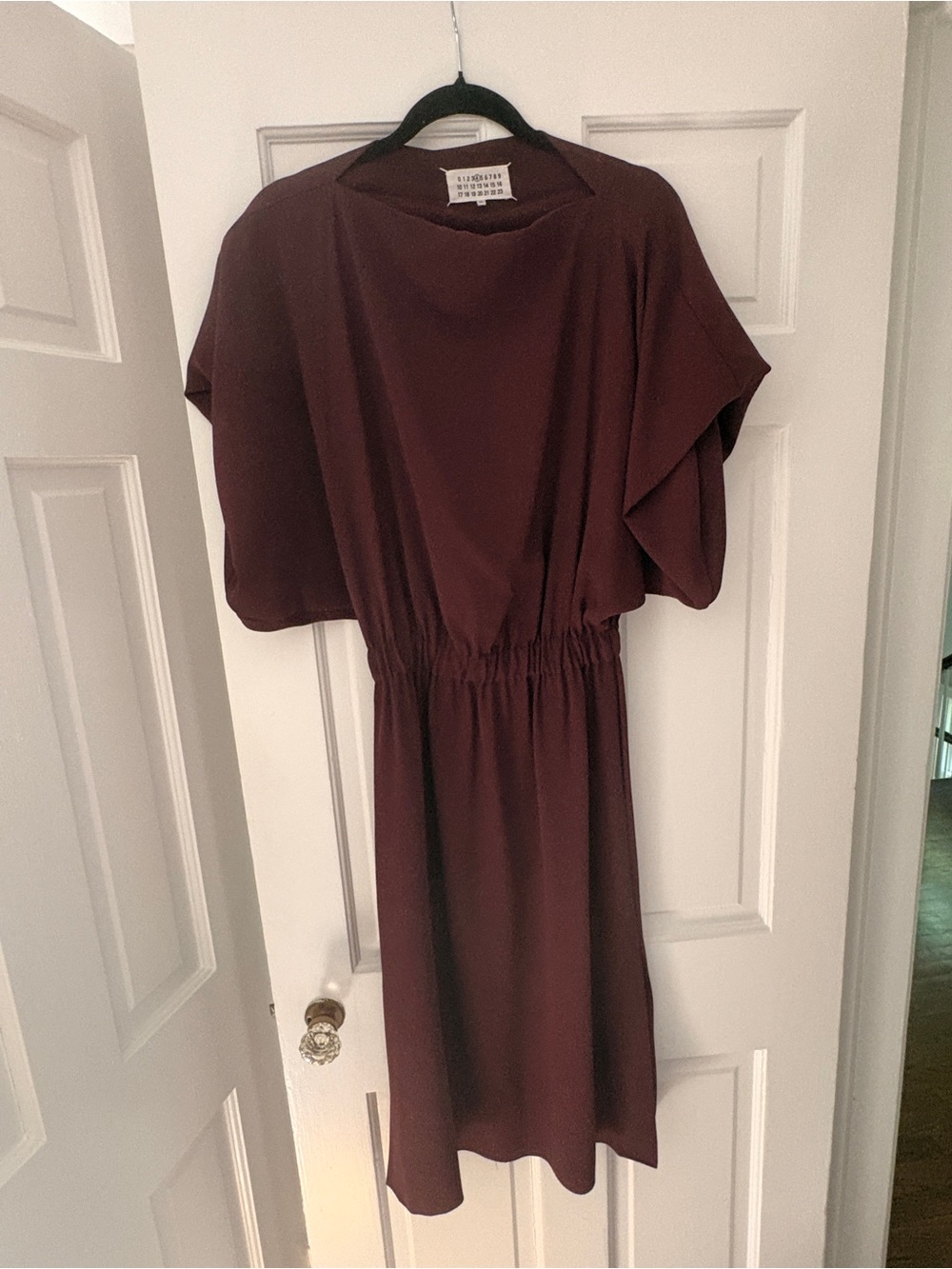 Maison Martin Margiela Burgundy Dolman Sleeves Dress with Elastic Waist
